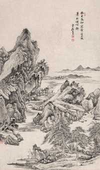 王昱 1793年作 松壑山居图 立轴